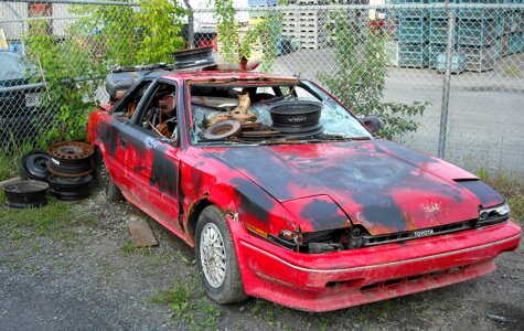 Wreck car junk yard photo
