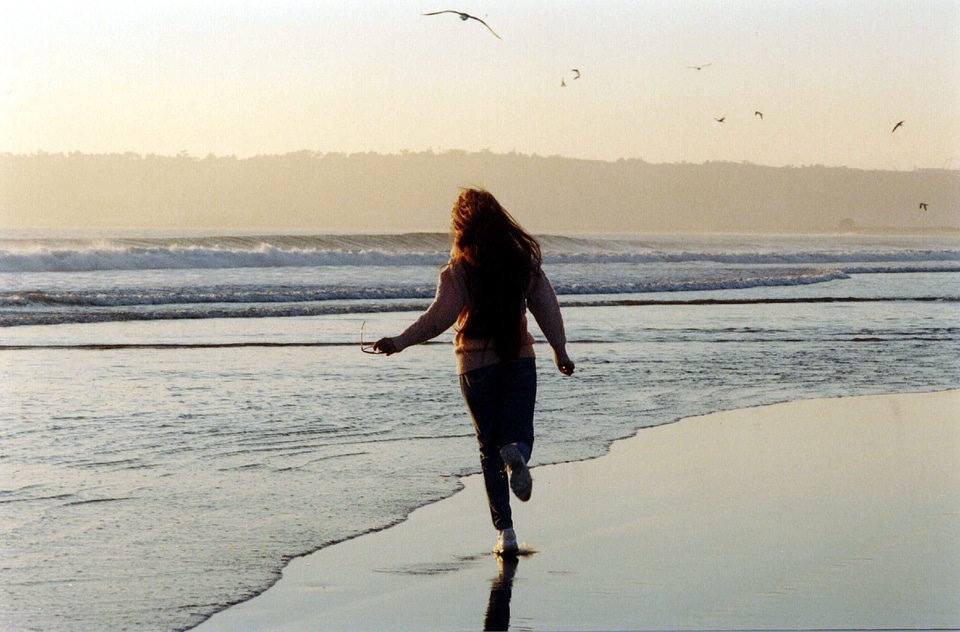 Haired woman running