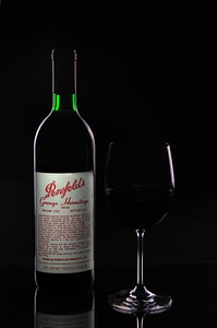Wine glass wine bottle red wine photo