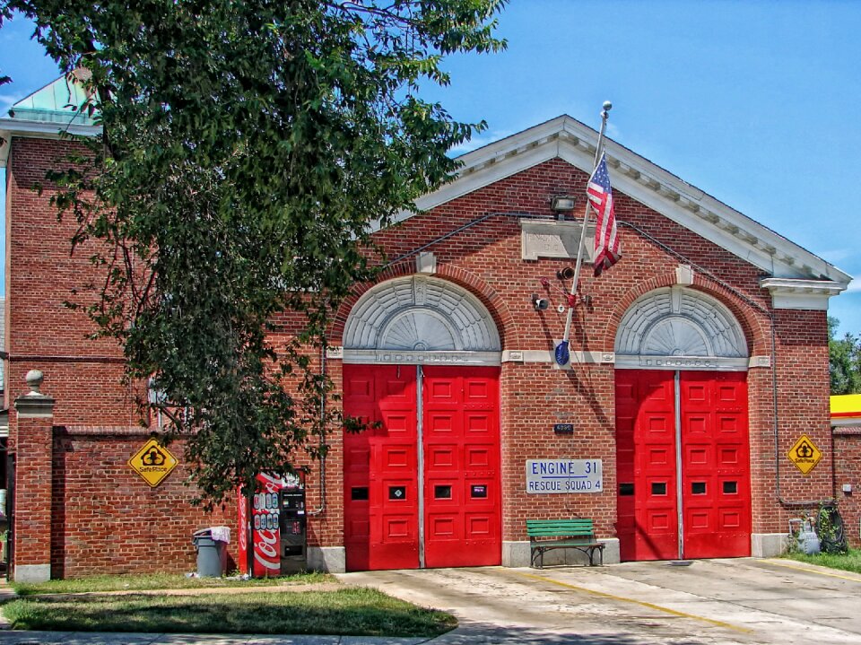 Fire station doors entrance