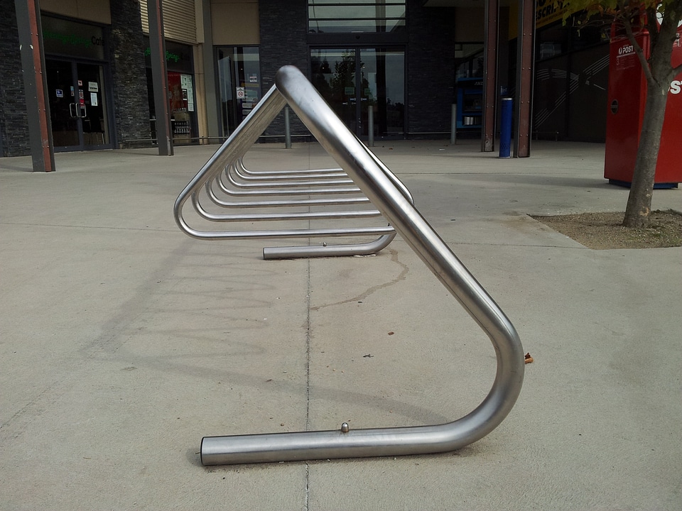 Metallic rack bike parking