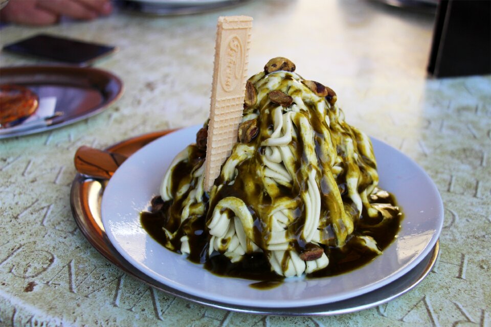 Food spaghetti ice cream waffle