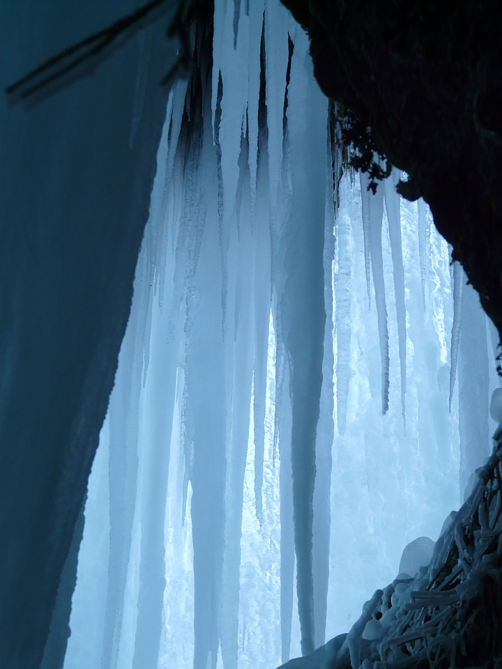 Ice formations cave cold