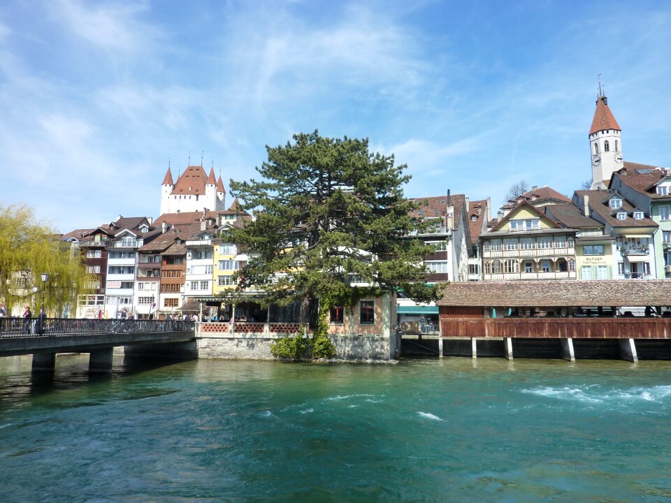 Historic center pedestrian bridge river