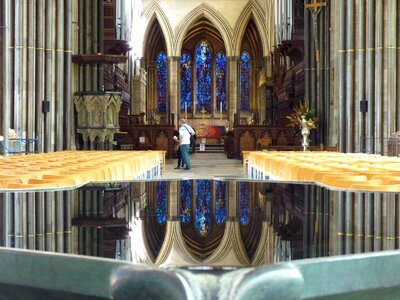 Baptismal font water mirroring photo