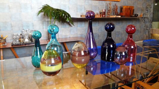 Colourful vases glass vases pigmented glass photo