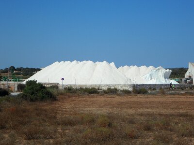 White salt pans sea salt photo