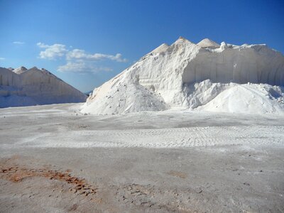 White salt pans sea salt photo