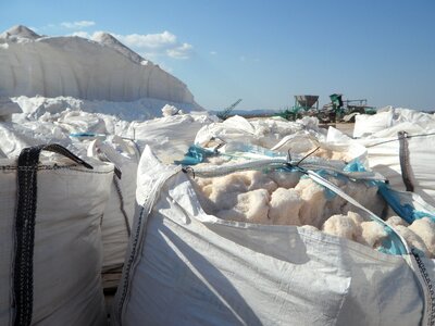 White salt pans sea salt photo