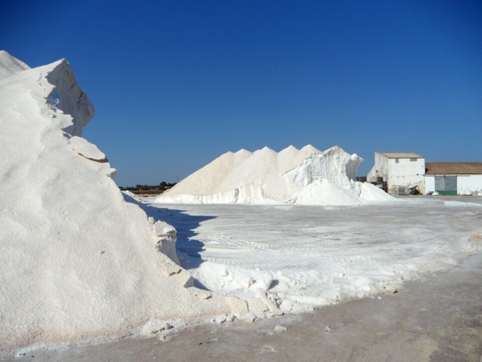 White salt pans sea salt