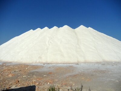 White salt pans sea salt photo