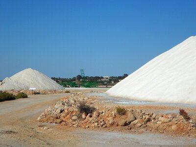 White salt pans sea salt photo