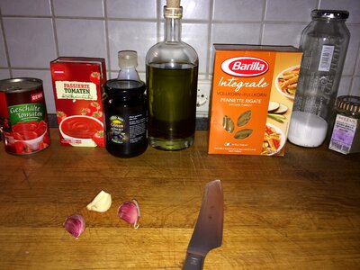 Kitchen cutting board ingredients photo