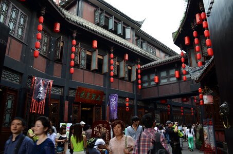 Red lantern the crowd tourism photo