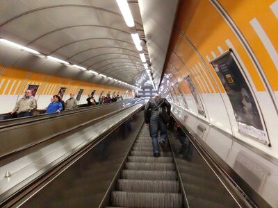 Prague metro escalator