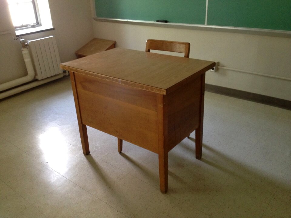 Brown school brown classroom brown desk photo