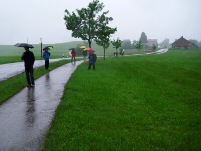 Fog sidewalk landscape photo