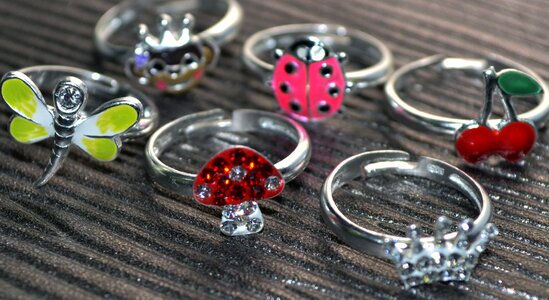 Silver crystal rings children's rings