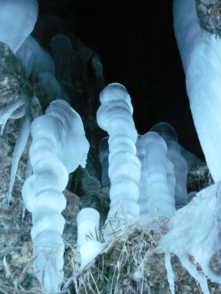 Cave cold stalactites