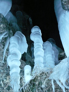 Cave cold stalactites photo
