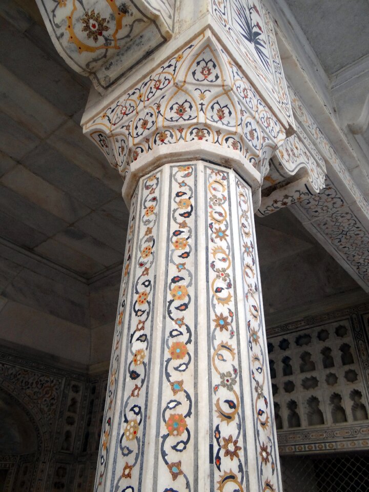 Marble inlay precious stones inlaid agra fort photo