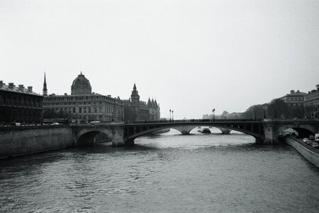 Bridge black and white city photo
