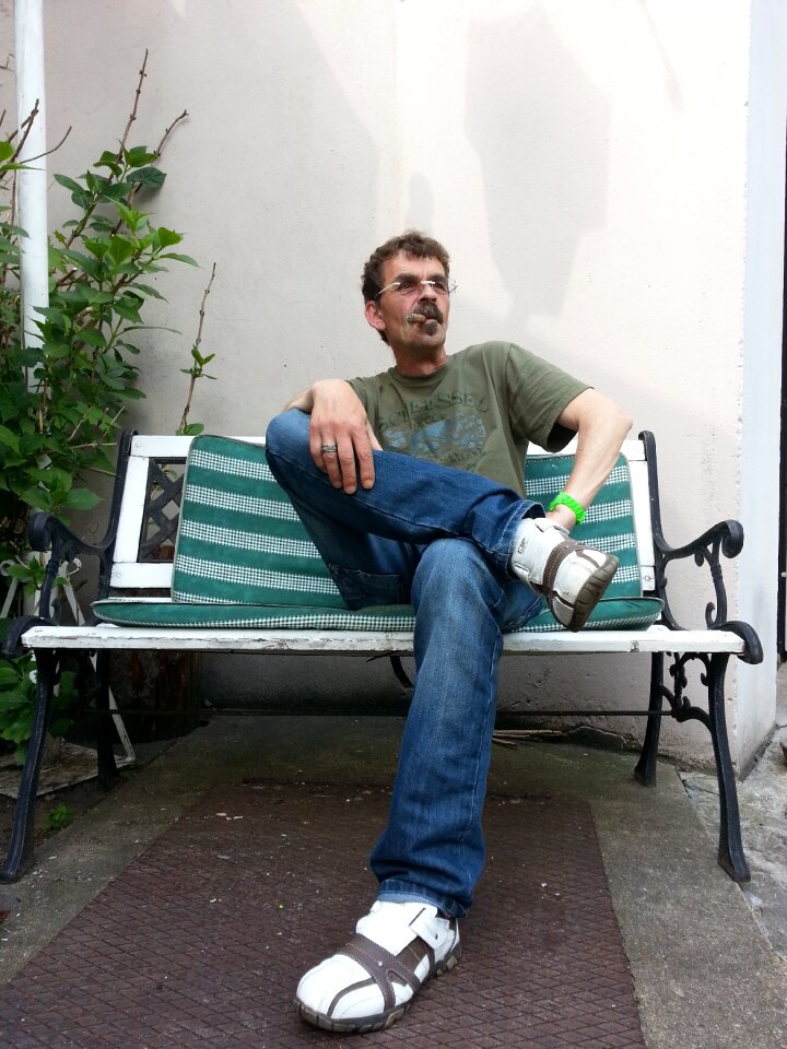 Smoking man sit
