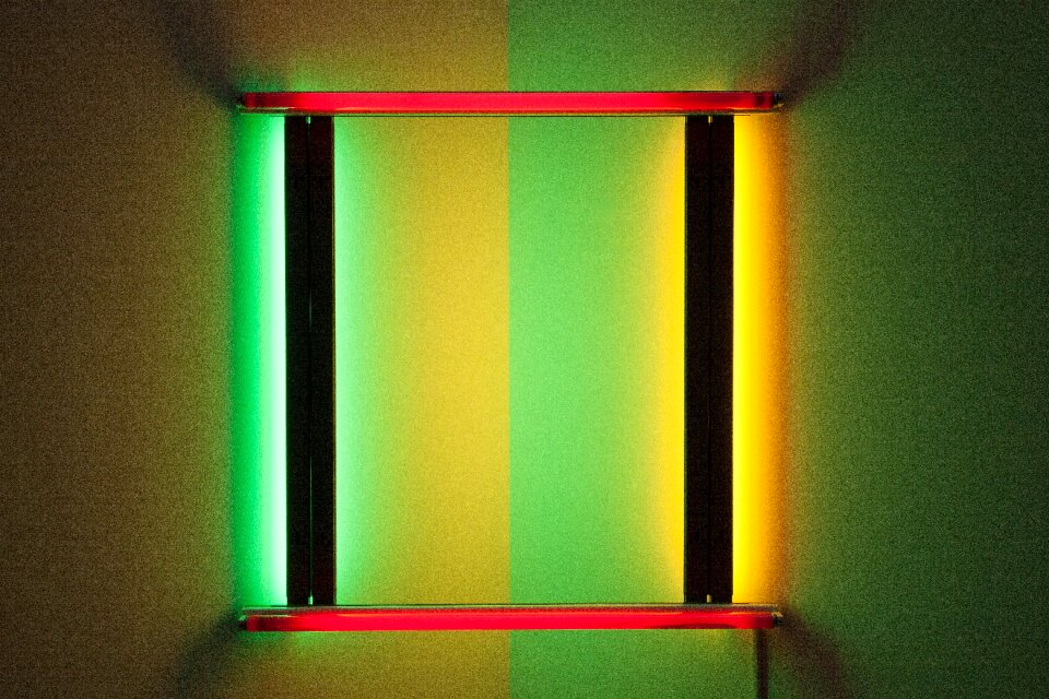 Light sculpture neon lights shining