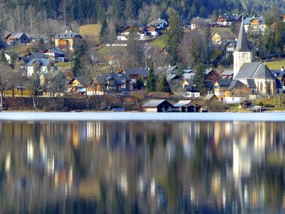 Water land houses photo