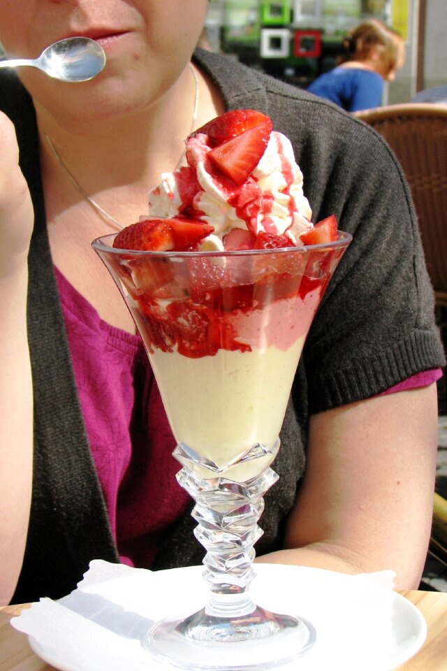 Strawberry vanilla ice cream dessert