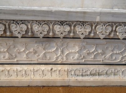 Floral relief white marble agra photo