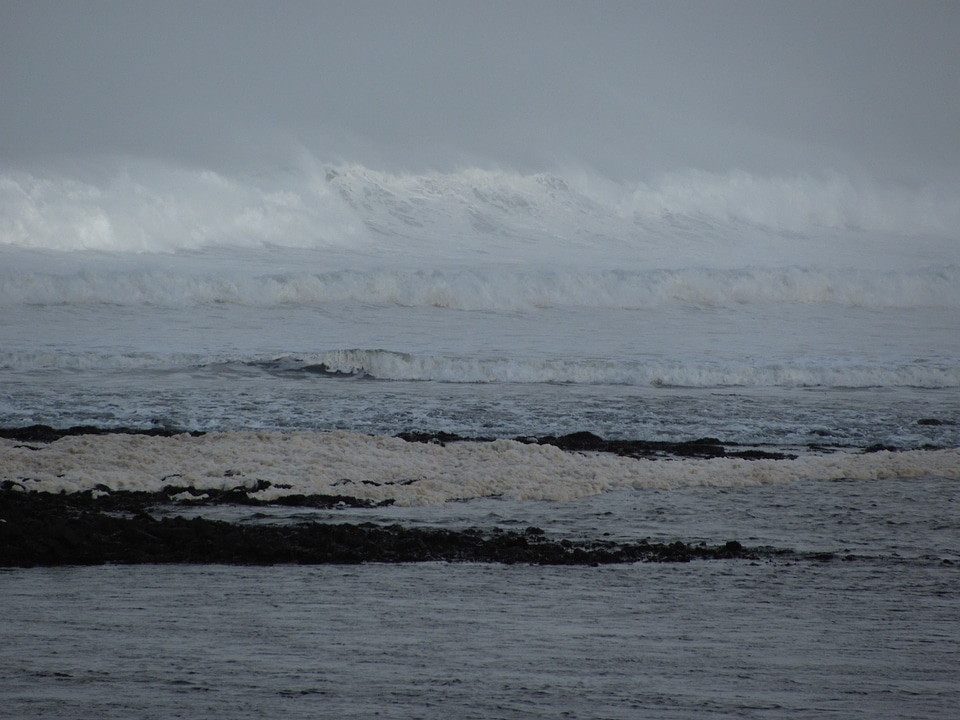 Stormy water coastline