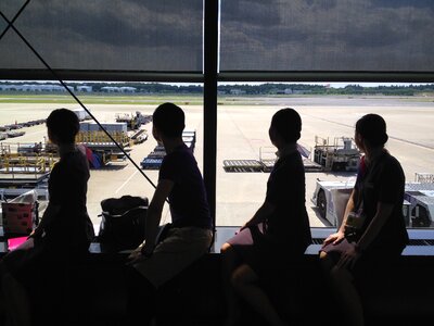 Cabin attendant shadow airport