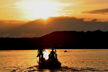 Sunset boat lifeboat