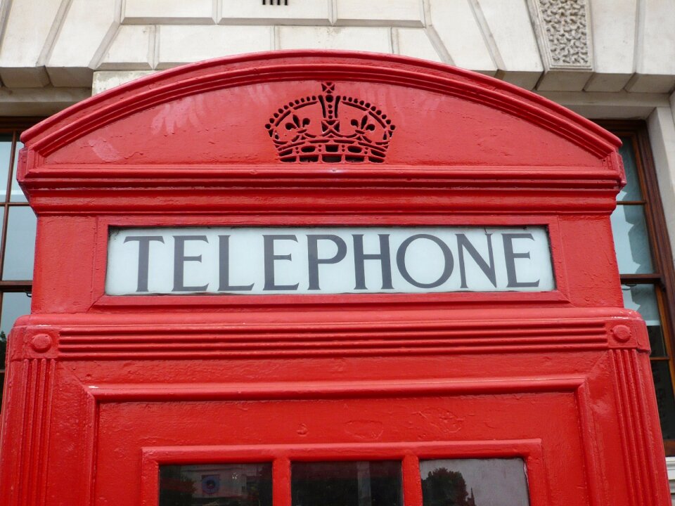 Red telephone box british england