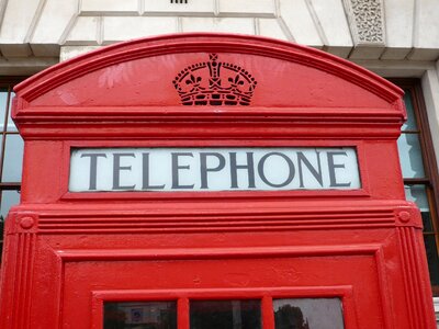 Red telephone box british england photo