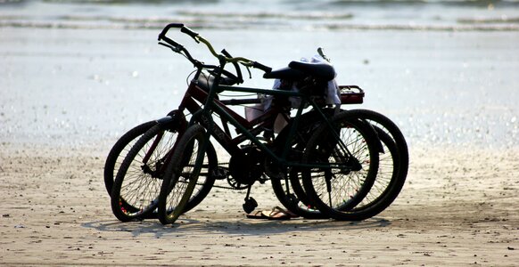 Beach transportation cyclists photo