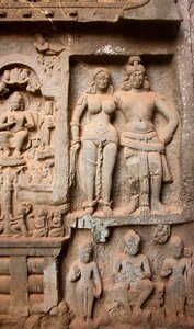 Caves stone carvings india photo