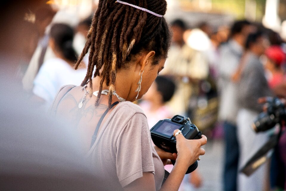 Looking woman tourist