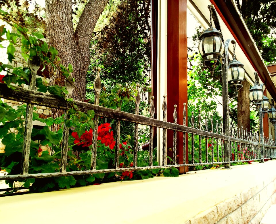 Terrace street lights garden