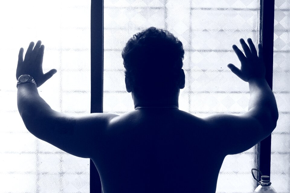 Blue standing muscles