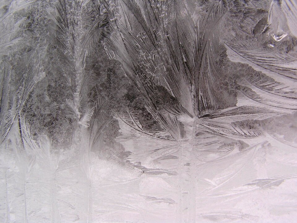 Icing winter window frost on the window photo