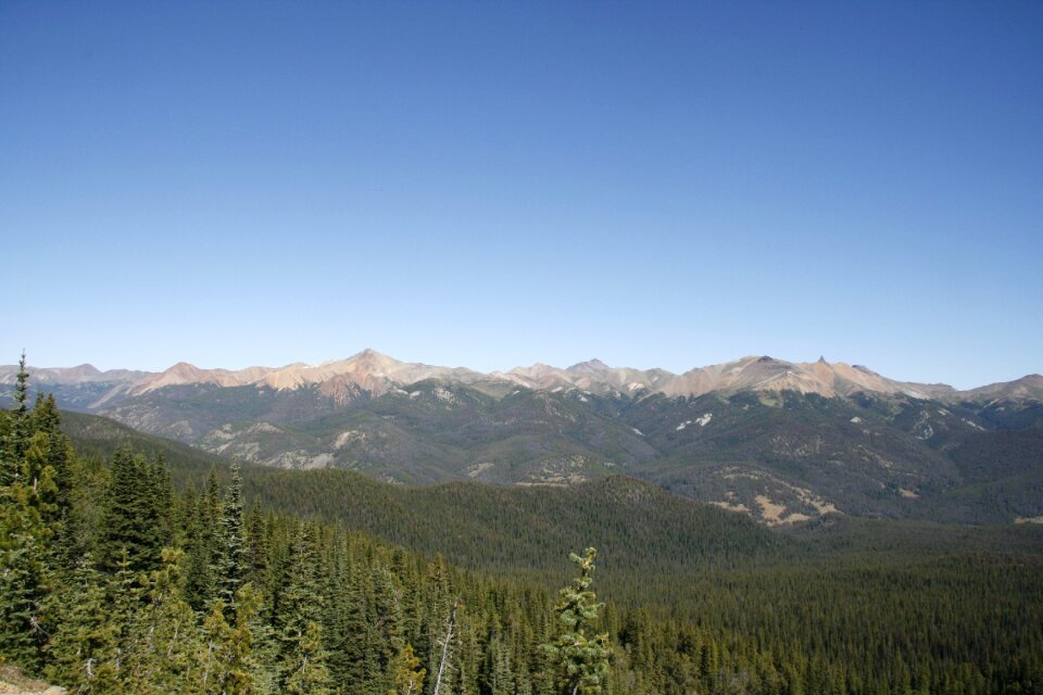 Distant view blue sky mountains