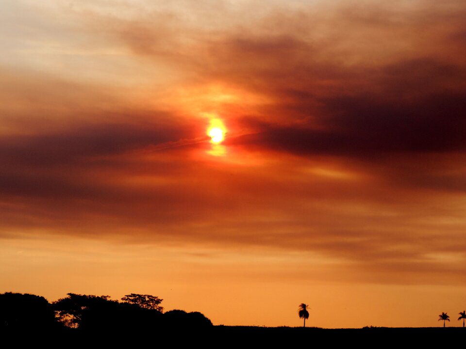 Sunset against light clouds in the sun