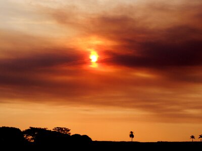 Sunset against light clouds in the sun photo