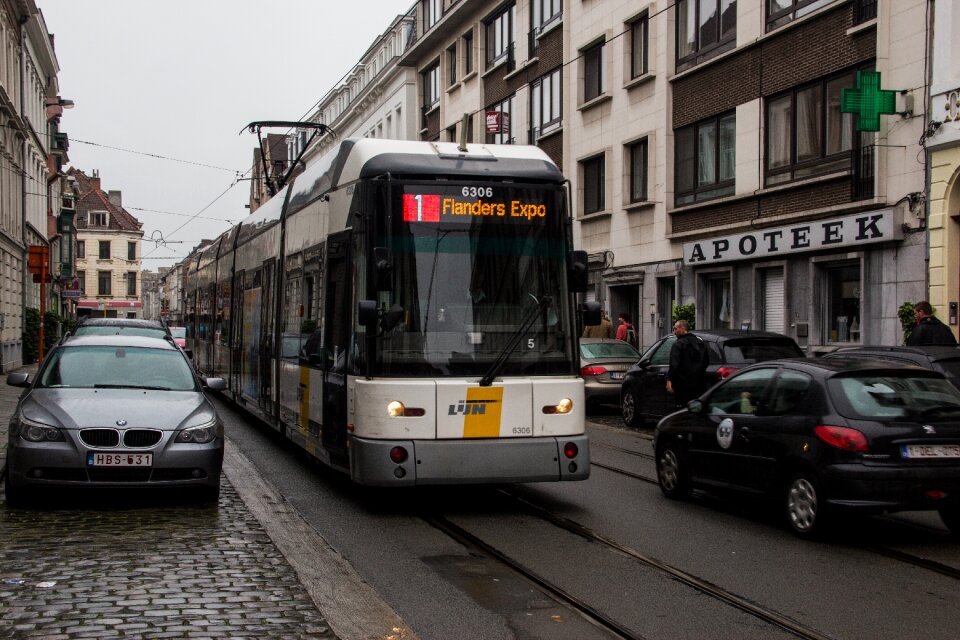 Tram tracks street traffic