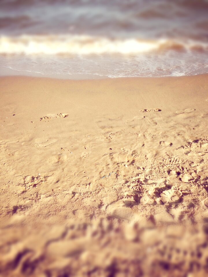 Beach the sea footprints