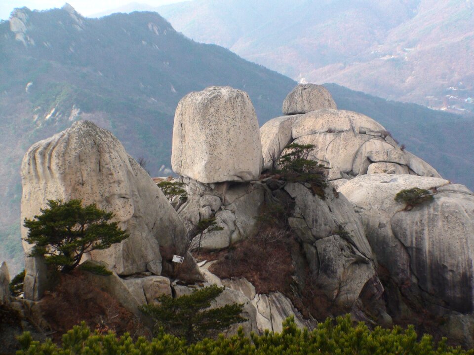 Bukhansan mountain ridge rock