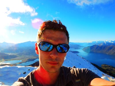 Hiker trekker mountains
