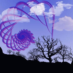 Psychedelic clouds silhouettes